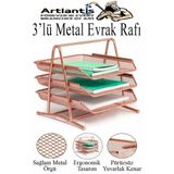 Artlantis Renkli Metal Evrak Rafı 3 lü 1 Paket Masa Üstü A4 Dosya Düzenleyici Kağıt Tepsisi Metal Fileli Üç Ka