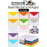 Artlantis Renkli Mini Zarf 7x9 cm Not Kağıtlı 10 Adet Küçük Renkli Zarf Mektup Oyun Zarfı Doğum Günü Dilekleri Zarfı Canlı Renkler - Çok Renkli