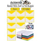 Artlantis Renkli Mini Zarf 7x9 cm Not Kağıtlı 10 Adet Küçük Renkli Zarf Mektup Oyun Zarfı Doğum Günü Dilekleri Zarfı Canlı Renkler - Sarı