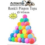 Artlantis Renkli Pinpon Topu 30 Adet Masa Tenis Topu Evcil Hayvan Kedi Oyuncağı Okul Sınıf Etkinlik Deney Topu - Çok Renkli - Standart