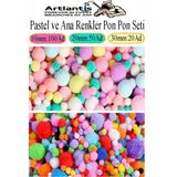 Artlantis Renkli Pon Pon 10 20 30 mm 170 Li 1 Paket Pastel ve Ana Renkler Peluş Ponpon Tüylü Ponpon Okul Öncesi Kreş Elişi Etkinli - Çok Renkli - Standart - 10 20 30mm