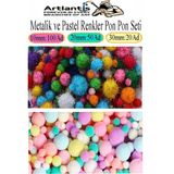 Artlantis Renkli Pon Pon 10 20 30 mm 170 Li 1 Paket Pastel ve Metalik Renkler Peluş Ponpon Tüylü Ponpon Okul Öncesi Kreş Elişi - Çok Renkli - Standart - 10 20 30mm