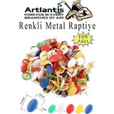 Artlantis Renkli Raptiye 100 Adet 1 Paket Pvc Kaplı Başlıklı Raptiye Plastik Yuvarlak Düğmeli Raptiye Pano Okul Ofis Büro Ev - Standart
