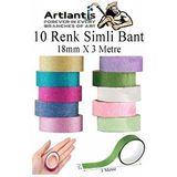 Artlantis Renkli Simli Bant 10 Adet 1 Paket 10 Lu Simli Holgramlı Metalik Hobi Işıltılı Bantı Hediye Dekoratif Çok Renkli