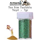 Artlantis Renkli Toz Sim Tuzluklu 7 gr 1 Adet Renkli Toz Sim Epoksi Reçine Okul Etkinlik Dekarasyon Slime Yeşil