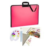 Artlantis Resim Çantası 35x50 cm Resim Defteri Palet Fırça Seti 1 Paket Pembe Resim Proje Çantası Fermuarlı Kulplu 37x54 cm