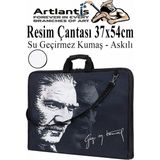 Artlantis Resim Çantası Desenli Kumaş 37X54 cm 1 Adet Kız ve Erkek Teknik Resim Dosya Proje Çantası 35X50 cm Askılı Fermuarlı - Beyaz