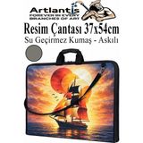 Artlantis Resim Çantası Desenli Kumaş 37X54 cm 1 Adet Kız ve Erkek Teknik Resim Dosya Proje Çantası 35X50 cm Askılı Fermuarlı - Gri