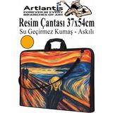 Artlantis Resim Çantası Desenli Kumaş 37X54 cm 1 Adet Kız ve Erkek Teknik Resim Dosya Proje Çantası 35X50 cm Askılı Fermuarlı - Turuncu