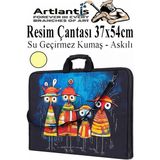 Artlantis Resim Çantası Desenli Kumaş 37X54 cm 1 Adet Teknik Resim Dosya Çantası 35X50 cm Askılı Proje Çantası Fermuarlı Okul Sınıf - Açık Sarı