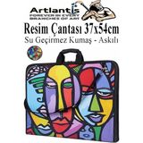 Artlantis Resim Çantası Desenli Kumaş 37X54 cm 1 Adet Teknik Resim Dosya Çantası 35X50 cm Askılı Proje Çantası Fermuarlı Okul Sınıf - Çok Renkli