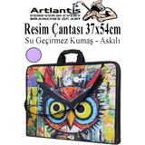 Artlantis Resim Çantası Desenli Kumaş 37X54 cm 1 Adet Teknik Resim Dosya Çantası 35X50 cm Askılı Proje Çantası Fermuarlı Okul Sınıf - Lila