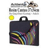 Artlantis Resim Çantası Desenli Kumaş 37x54 cm 1 Adet Teknik Resim Dosya Çantası 35x50 cm Askılı Proje Çantası Fermuarlı Okul Sınıf