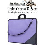 Artlantis Resim Çantası Kumaş 37X54 cm 1 Adet Teknik Resim Dosya Çantası 35X50 cm Askılı Bez Proje Çantası Fermuarlı Okul Sınıf - Lila