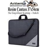 Artlantis Resim Çantası Kumaş 37X54 cm 1 Adet Teknik Resim Dosya Çantası 35X50 cm Askılı Bez Proje Çantası Fermuarlı Okul Sınıf - Siyah