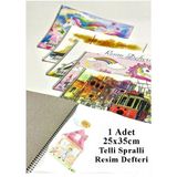 Artlantis Resim Defteri 15 Yaprak 25X35 cm 1 Adet Spiralli Orta Boy Telli Resim Defteri Karton Kapak 110 gr Öğrenci Okul - Beyaz
