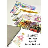Artlantis Resim Defteri 15 Yaprak 25X35 cm 10 Adet Spiralli Orta Boy Resim Defteri Karton Kapak 110 gr Öğrenci Okul - Beyaz - Standart - 25x35cm