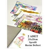 Artlantis Resim Defteri 15 Yaprak 25X35 cm 2 Adet Spiralli Orta Boy Resim Defteri Karton Kapak 110 gr Öğrenci Okul - Beyaz - Standart - 25x35cm