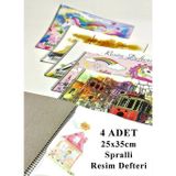 Artlantis Resim Defteri 15 Yaprak 25x35 cm 4 Adet Spiralli Orta Boy Resim Defteri Karton Kapak 110 gr Öğrenci Okul