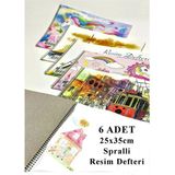 Artlantis Resim Defteri 15 Yaprak 25X35 cm 6 Adet Spiralli Orta Boy Resim Defteri Karton Kapak 110 gr Öğrenci Okul - Beyaz - Standart - 25x35cm