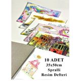 Artlantis Resim Defteri 15 Yaprak 35X50 cm 10 Adet Spiralli Büyük Boy Resim Defteri Karton Kapak 110 gr Öğrenci Okul - Beyaz - Standart - 35x50cm