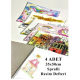 Artlantis Resim Defteri 15 Yaprak 35X50 cm 4 Adet Spiralli Büyük Boy Resim Defteri Karton Kapak 110 gr Öğrenci Okul - Beyaz - Standart - 35x50cm