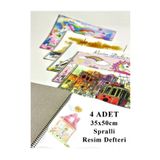 Artlantis Resim Defteri 15 Yaprak 35x50 cm 4 Adet Spiralli Büyük Boy Resim Defteri Karton Kapak 110 gr Öğrenci