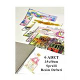 Artlantis Resim Defteri 15 Yaprak 35x50 cm 6 Adet Spiralli Büyük Boy Resim Defteri Karton Kapak 110 gr Öğrenci