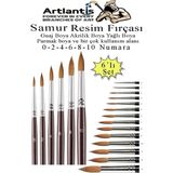Artlantis Resim Fırçası 0 - 2 - 4 - 6 - 8 - 10 Numara 1 Paket 6 Lı Samur Yuvarlak Uçlu Fırça Seti Guaj Sulu Akrilik Yağlı Boya Fırçaları - Standart - Naturel