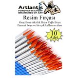 Artlantis Resim Fırçası 10 Adet Sentetik Fırça Ekonomik Suluboya Akrilik Boya Guaj Boya Yağlı Boya Resim Boyam