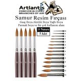 Artlantis Resim Fırçası 10 Numara 5 li 1 Paket Samur Yuvarlak Uçlu Fırça Seti Guaj Sulu Akrilik Yağlı Boya Fır