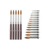 Artlantis Resim Fırçası 7 Numara 5 Li 1 Paket Samur Yuvarlak Uçlu Fırça Seti Guaj Sulu Akrilik Yağlı Boya Fırçaları