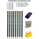 Artlantis Resim Kalemi Fatih Dereceli Kalem Seti Karakalem Seti 2h 3h 4h 5h 6h 11'li Set Sınav Silgisi ve Hamur Silgi Kalemtraş