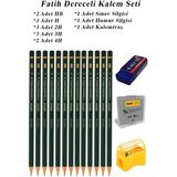 Artlantis Resim Kalemi Fatih Dereceli Kalem Seti Karakalem Seti Hb H 2h 3h 4h 16'lı Set Sınav Silgisi ve Hamur Silgi Kalemtraş