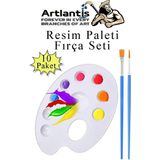 Artlantis Resim Paleti ve Resim Fırça Seti 10 Paket Ressam Paleti Boyama Fırçası Akrilik Boya Guaj Boya Suluboya - Standart - Beyaz