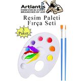 Artlantis Resim Paleti ve Resim Fırça Seti 3 Paket Ressam Paleti Boyama Fırçası Akrilik Boya Guaj Boya Suluboya - Standart - Beyaz