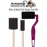 Artlantis Rulo ve Kesik Uçlu Sünger Fırça Seti 1 Paket Akrilik Boya Yağlı Boya Guaj Boya Sulu Boya Sanatsal - Standart - Siyah