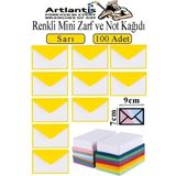 Artlantis Sarı Mini Zarf 7x9 cm Not Kağıtlı 100 Adet Küçük Sarı Zarf Mektup Oyun Zarfı Doğum Günü Dilekleri Zarfı Canlı Renk - 7x9cm - Standart