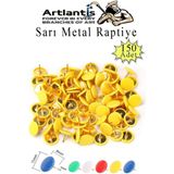 Artlantis Sarı Raptiye 150 Adet 1 Paket Renkli Pvc Kaplı Başlıklı Raptiye Plastik Yuvarlak Düğmeli Raptiye Pano Okul Ofis Büro Ev - Standart