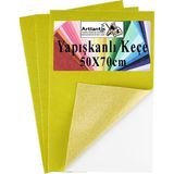 Artlantis Sarı Yapışkanlı Keçe 50X70 cm 3 Adet 2.0 mm Kendinden Yapışkanlı Renkli Hobi Keçesi Elişi Keçe Kumaşı Anasınıfı - Standart