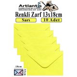 Artlantis Sarı Zarf 13x18 cm 10 Adet Sarı Mektup Zarfı Davetiye Zarfı Kartpostal Çekiliş Hediye Zarfı