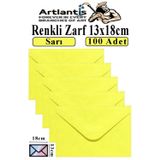 Artlantis Sarı Zarf 13x18 cm 100 Adet Sarı Mektup Zarfı Davetiye Zarfı Kartpostal Çekiliş Hediye Zarfı