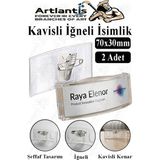 Artlantis Şeffaf Kavisli Iğneli Isimlik 2 Adet Dikdörtgen Isimlik 70X30CM Personel Yaka Isimliği Şeffaf Kavisli Isimlik Şirket - Standart