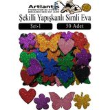 Artlantis Şekilli Simli Eva Yapışkanlı 50 Li 1 Paket Kendinden Yapışkanlı Simli Eva Sticker Okul Öncesi Kreş Ana Sınıfı - Altın - Sarı