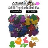 Artlantis Şekilli Simli Eva Yapışkanlı 50 Li 1 Paket Kendinden Yapışkanlı Simli Eva Sticker Okul Öncesi Kreş Ana Sınıfı - Pembe