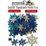 Artlantis Şekilli Simli Eva Yapışkanlı Kar Tanesi 100 Lü 1 Paket Kendinden Yapışkanlı Simli Eva Sticker Okul Öncesi Kreş Ana - Çok Renkli