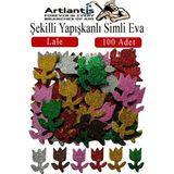 Artlantis Şekilli Simli Eva Yapışkanlı Lale 100 Lü 1 Paket Kendinden Yapışkanlı Simli Eva Sticker Okul Öncesi Kreş Ana - Çok Renkli