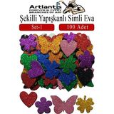 Artlantis Şekilli Simli Eva Yapışkanlı Set 1 100 Lü 1 Paket Kendinden Yapışkanlı Simli Eva Sticker Okul Öncesi Kreş Ana - Çok Renkli