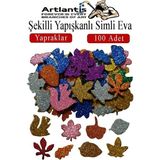 Artlantis Şekilli Simli Eva Yapışkanlı Yapraklar 100 Lü 1 Paket Kendinden Yapışkanlı Simli Eva Sticker Okul Öncesi Kreş Ana - Çok Renkli