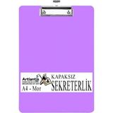 Artlantis Sekreterlik Kapaksız A4 1 Adet Renkli A4 Kapaksız Sekreterlik Klipsli Metal Mekanizmalı 80 Yaprak Kapasiteli - Mor